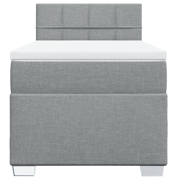 vidaXL Sommier &agrave; lattes de lit et matelas Gris clair 90x190 cm Tissu