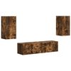 vidaXL Ensemble meuble TV 4 pcs Ch&ecirc;ne fum&eacute; Bois d'ing&eacute;nierie