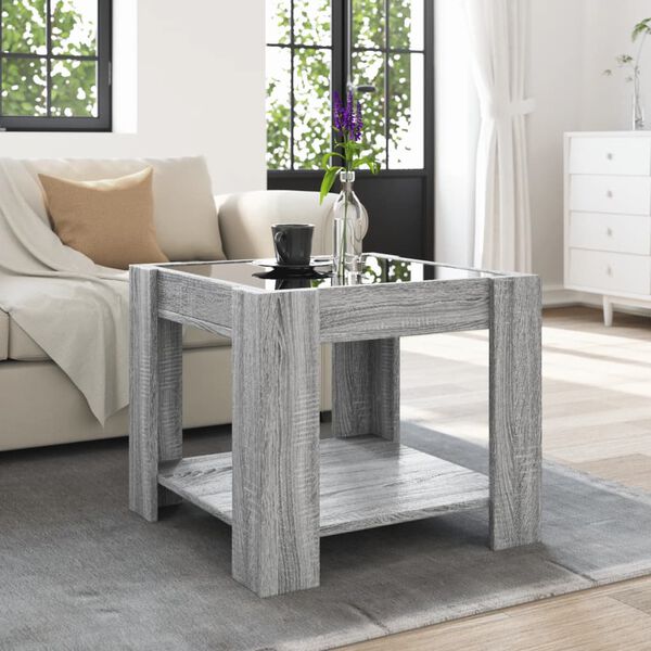 vidaXL Table basse avec LED sonoma gris 53x53x45 cm bois d'ing&eacute;nierie