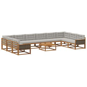 vidaXL Ensemble de canap&eacute;s d'ext&eacute;rieur 11 pcs Naturel et gris clair