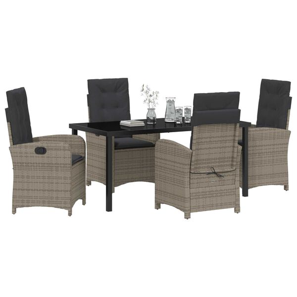 vidaXL Ensemble de salle &agrave; manger pour jardin 5 pcs Gris polyrotin