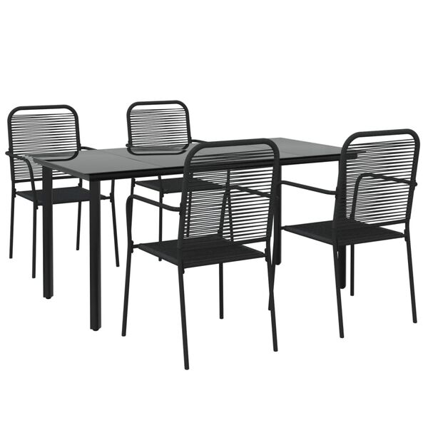 vidaXL Ensemble &agrave; manger de jardin 5 pcs Noir Corde de coton et acier