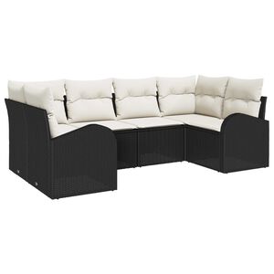 vidaXL Ensemble de canap&eacute; de jardin 6 pcs Noir et Blanc polyrotin