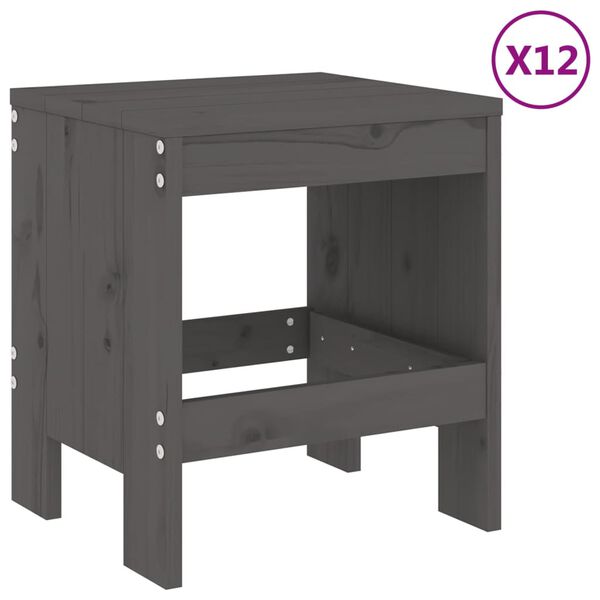 vidaXL Ensemble &agrave; manger de jardin 13 pcs gris bois de pin massif