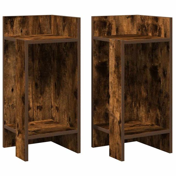vidaXL Tables d'appoint 2 pcs avec &eacute;tag&egrave;re ch&ecirc;ne fum&eacute; 25,5x27x60 cm