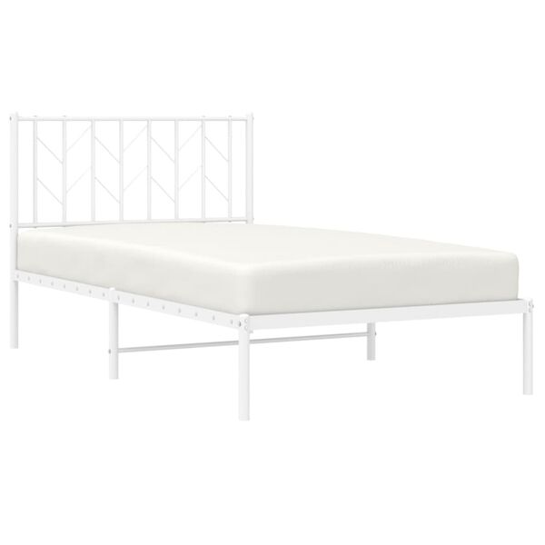 vidaXL Cadre de lit m&eacute;tal sans matelas et t&ecirc;te de lit blanc 100x190 cm