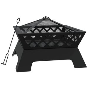 vidaXL Foyer avec tisonnier 50 cm XXL acier