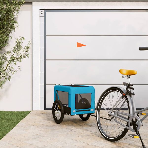 vidaXL Remorque de v&eacute;lo pour animaux de compagnie bleu et noir
