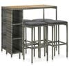 vidaXL Ensemble de bar de jardin 5 pcs et coussins R&eacute;sine tress&eacute;e Gris