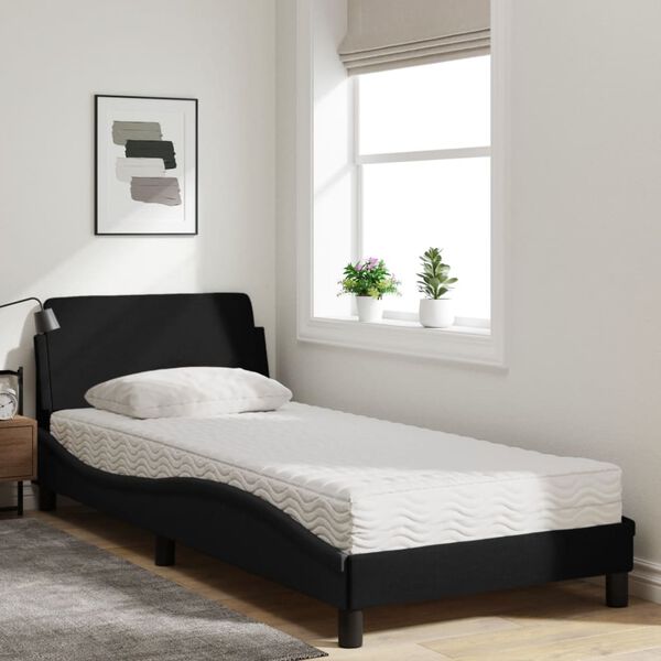 vidaXL Lit avec matelas Dover noir 80x200 cm tissu