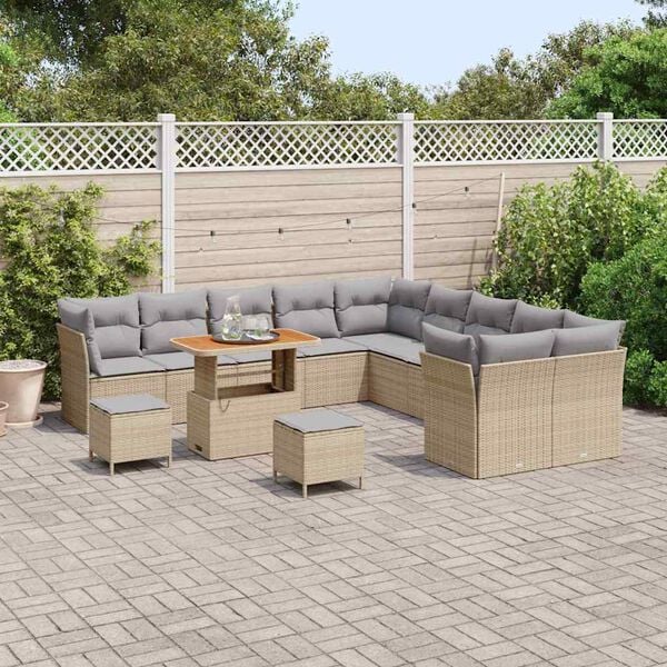 vidaXL Ensemble de canap&eacute; de jardin 13 pcs beige et gris clair