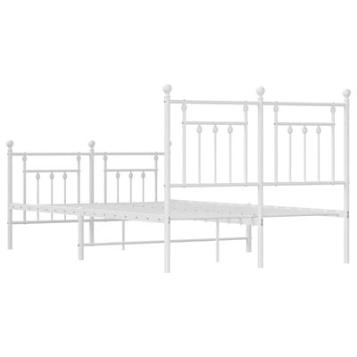 vidaXL Cadre de lit métal sans matelas et pied de lit blanc 135x190 cm