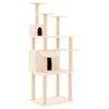vidaXL Arbre &agrave; chat avec griffoirs en sisal Cr&egrave;me 166 cm