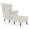 vidaXL Fauteuil &agrave; oreilles avec tabouret cr&egrave;me velours