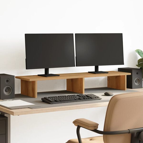 vidaXL Support de moniteur ch&ecirc;ne artisanal 100x27x15cm bois ing&eacute;nierie
