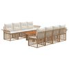 vidaXL Ensemble de canap&eacute; de jardin 9 pc Blanc Naturel et Cr&egrave;me
