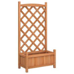 vidaXL Jardini&egrave;re avec treillis marron 55x29,5x110 cm bois massif de sapin