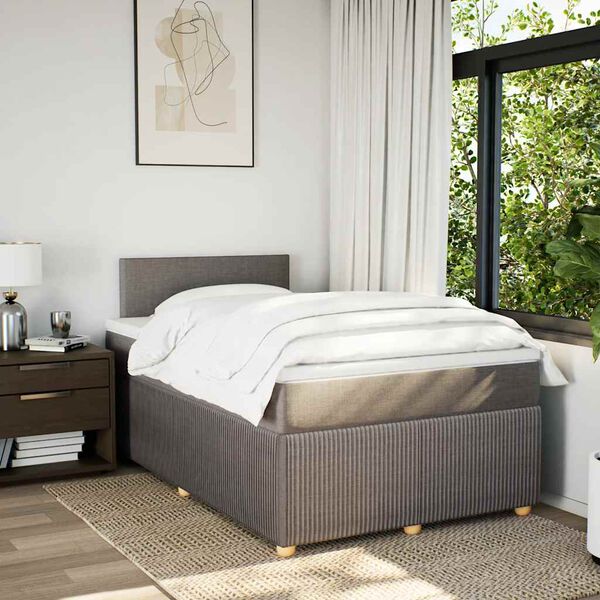 vidaXL Sommier &agrave; lattes de lit avec matelas Taupe 120x200 cm Tissu