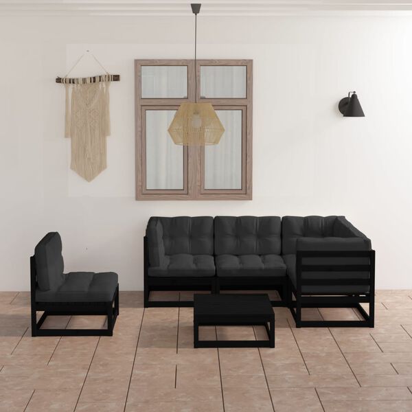 vidaXL Salon de jardin 6 pcs avec coussins Bois de pin massif