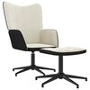 vidaXL Chaise de relaxation avec tabouret Blanc cr&egrave;me Velours et PVC