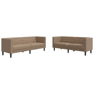 vidaXL Ensemble de canap&eacute; Chesterfield 2 pcs cappuccino similicuir