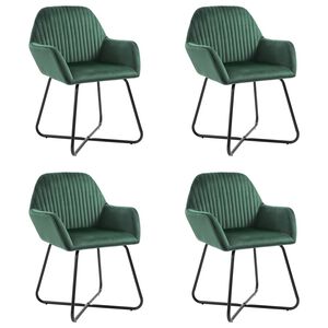 vidaXL Chaises &agrave; manger lot de 4 vert velours