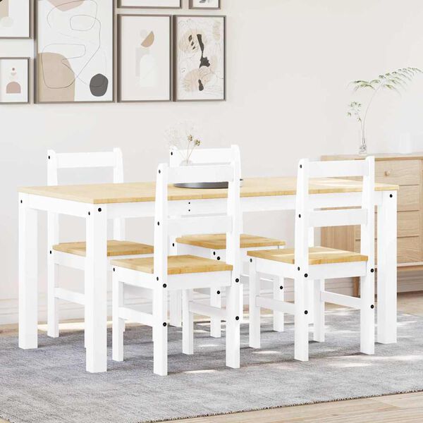 vidaXL Ensemble &agrave; manger Panama 5 pcs blanc bois de pin massif