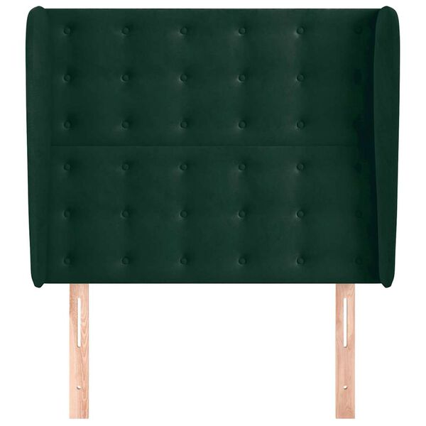 vidaXL T&ecirc;te de lit avec oreilles Vert fonc&eacute; 93x23x118/128 cm Velours
