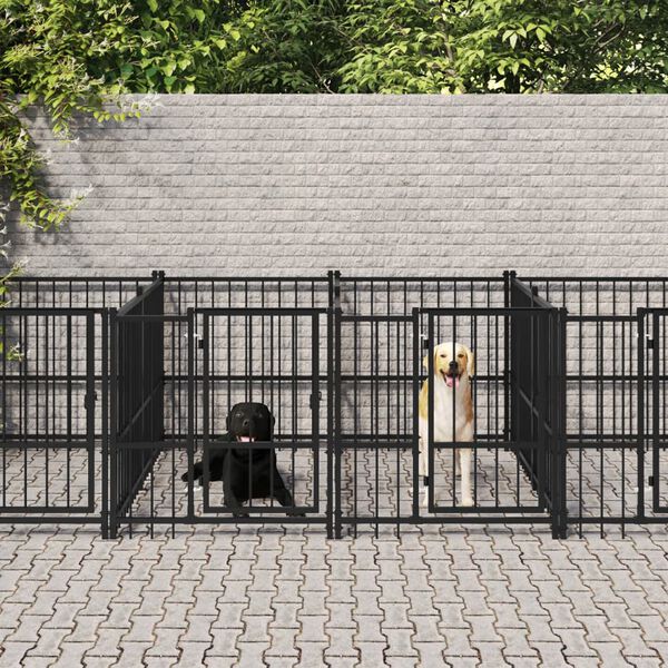 vidaXL Chenil d'ext&eacute;rieur pour chiens Acier 16,89 m&sup2;