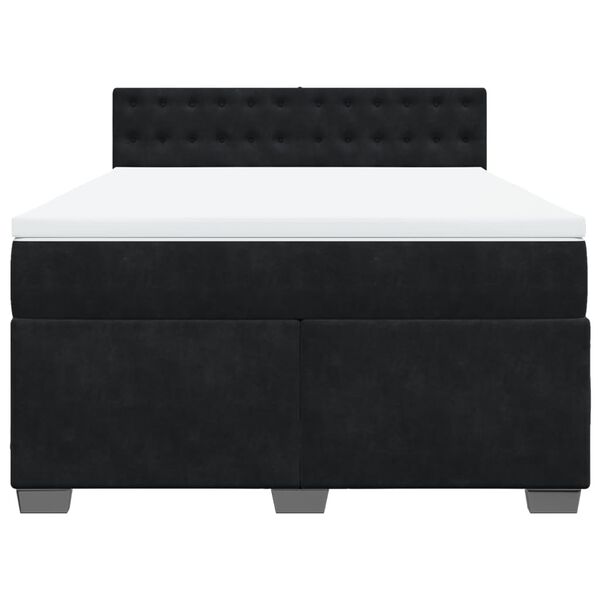 vidaXL Sommier &agrave; lattes de lit et matelas Noir 160x200 cm Velours