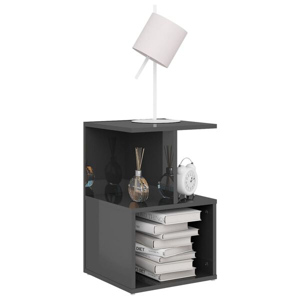 vidaXL Tables de chevet 2 pcs Gris brillant 35x35x55cm bois ing&eacute;nierie