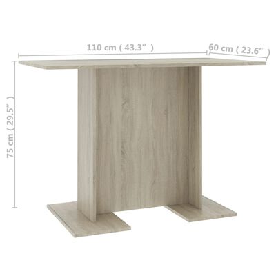 vidaXL Table de salle à manger Chêne sonoma 110 x 60 x 75 cm Aggloméré