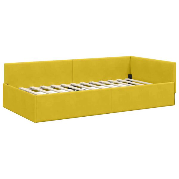 vidaXL Cadre de lit d'angle Jaune 80 cm x 200 cm VeloursetContreplaqu&eacute;