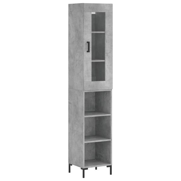 vidaXL Buffet haut Gris b&eacute;ton 34,5x34x180 cm Bois d'ing&eacute;nierie