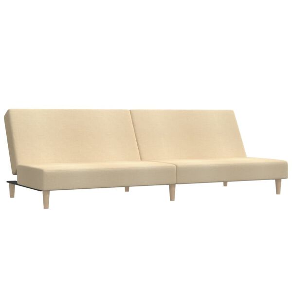 vidaXL Canap&eacute;-lit &agrave; 2 places avec repose-pied Cr&egrave;me Tissu