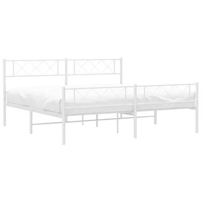 vidaXL Cadre de lit métal sans matelas et pied de lit blanc 180x200 cm