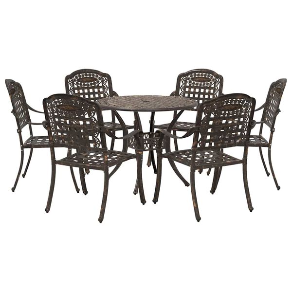vidaXL Ensemble de salle &agrave; manger pour jardin 7 pcs Bronze Aluminium