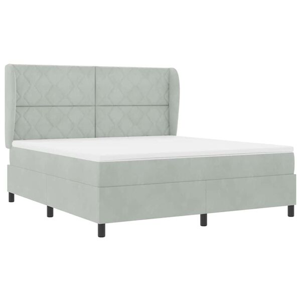 vidaXL Lit &agrave; ressorts avec matelas Gris clair 200 x 180 cm Polyester