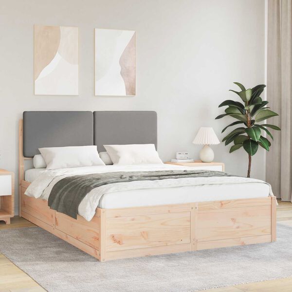vidaXL Cadre de lit avec t&ecirc;te de lit rembourr&eacute;e Gris clair