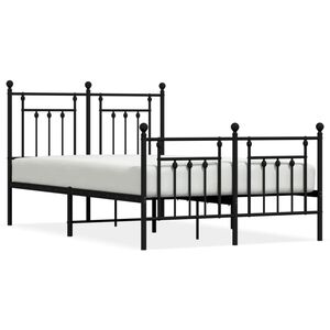 vidaXL Cadre de lit m&eacute;tal sans matelas avec pied de lit noir 120x190cm
