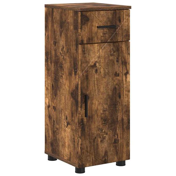 vidaXL Cabinet de salle de bain avec tiroir Ch&ecirc;ne fum&eacute; 30 x 35 x 80 cm