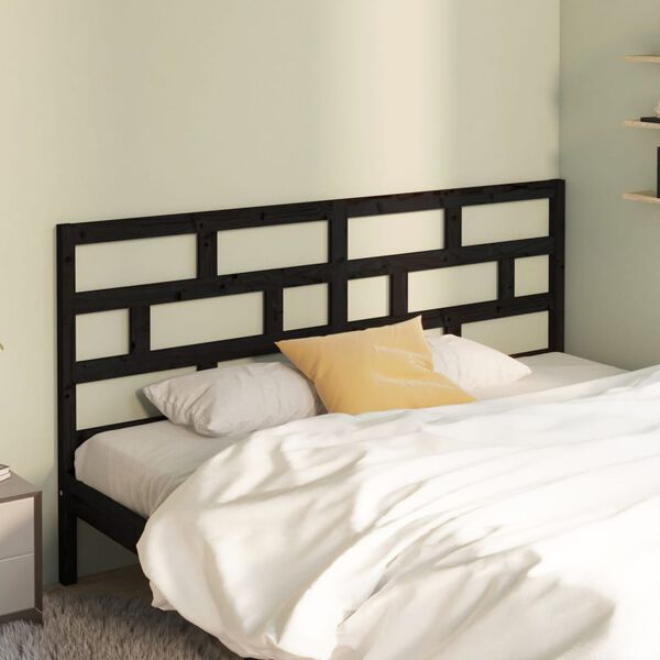 vidaXL T&ecirc;te de lit Noir 206x4x100 cm Bois massif de pin