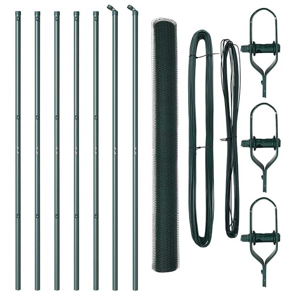 vidaXL Poteau de clôture. Vert 10 x 1,5 m (maillage de 13 mm)