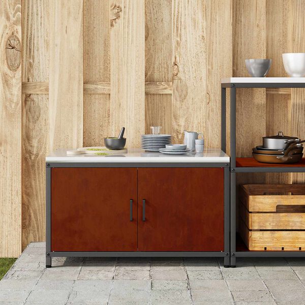 vidaXL Rangement de cuisine avec &eacute;tag&egrave;re Rouill&eacute; 60 x 50 x 92 cm Acier