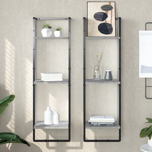 vidaXL &Eacute;tag&egrave;re murale 3 niveaux sonoma gris 30x25x100 cm
