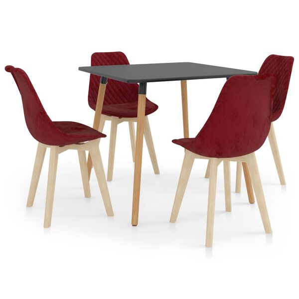 vidaXL Ensemble de salle &agrave; manger 5 pcs Rouge bordeaux