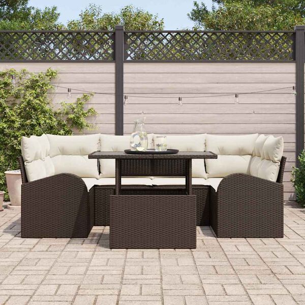 vidaXL Ensemble de canapé de jardin 7 pcs Marron Poly rotin