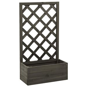 vidaXL Jardinière à treillis de jardin Gris 50x25x90 cm Bois de sapin