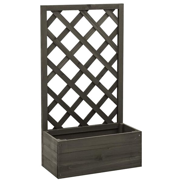 vidaXL Jardinière à treillis de jardin Gris 50x25x90 cm Bois de sapin
