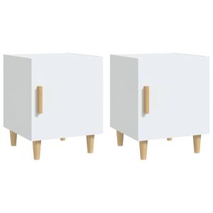 vidaXL Tables de chevet 2 pcs Blanc Bois d'ing&eacute;nierie